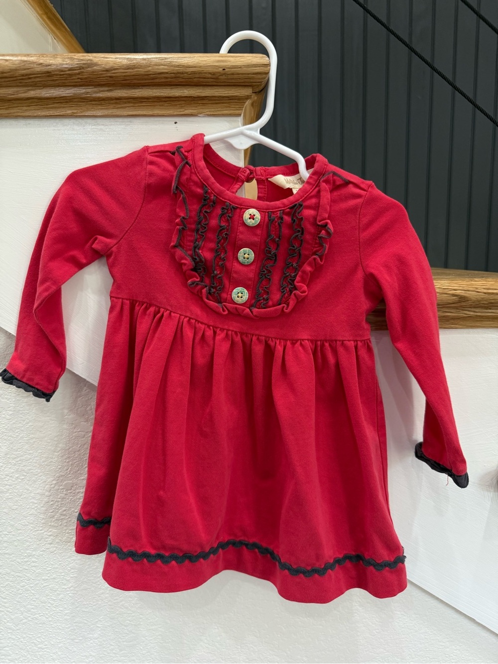 Matilda Jane Red Long-Sleeve Ruffle Button Dress Top